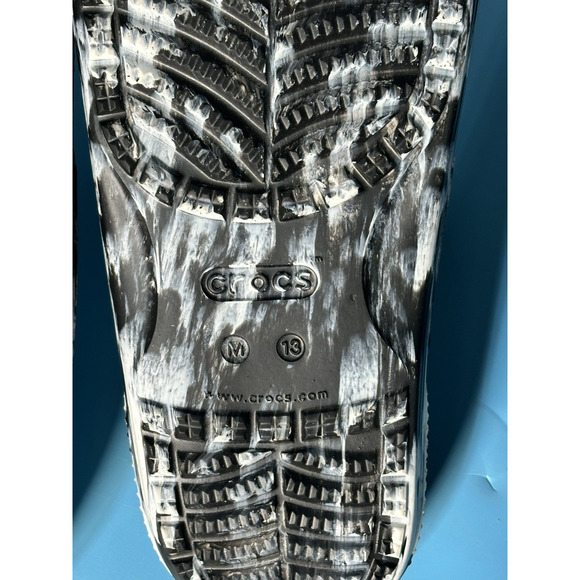 CROCS Classic Marbled Sandal Slide Tie Dye Black White Double Strap M13 NEW - Picture 3 of 5